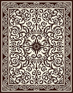 Ornate Dark Floral Swirl Pattern Rug