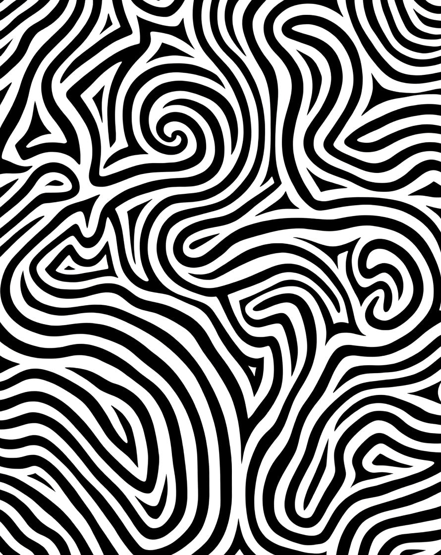 Abstract Black White Swirl Pattern Rug