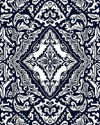 Ornate Black White Symmetry Pattern Rug