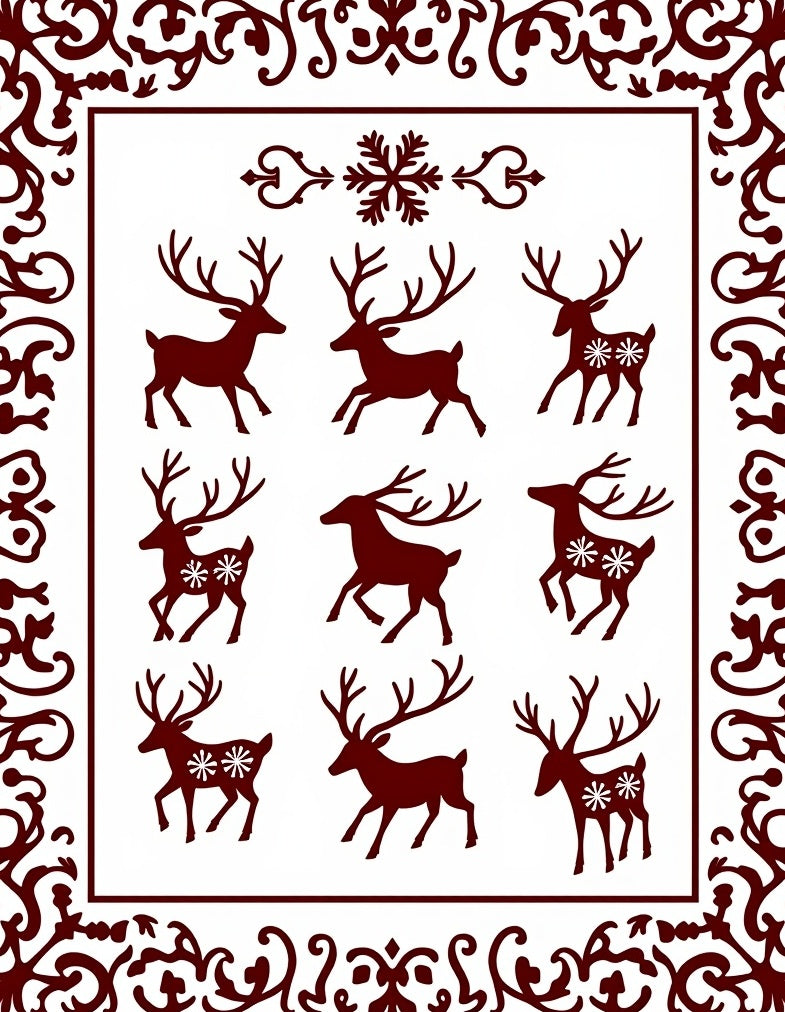 Deep Red Woodland Creature Ensemble Rug