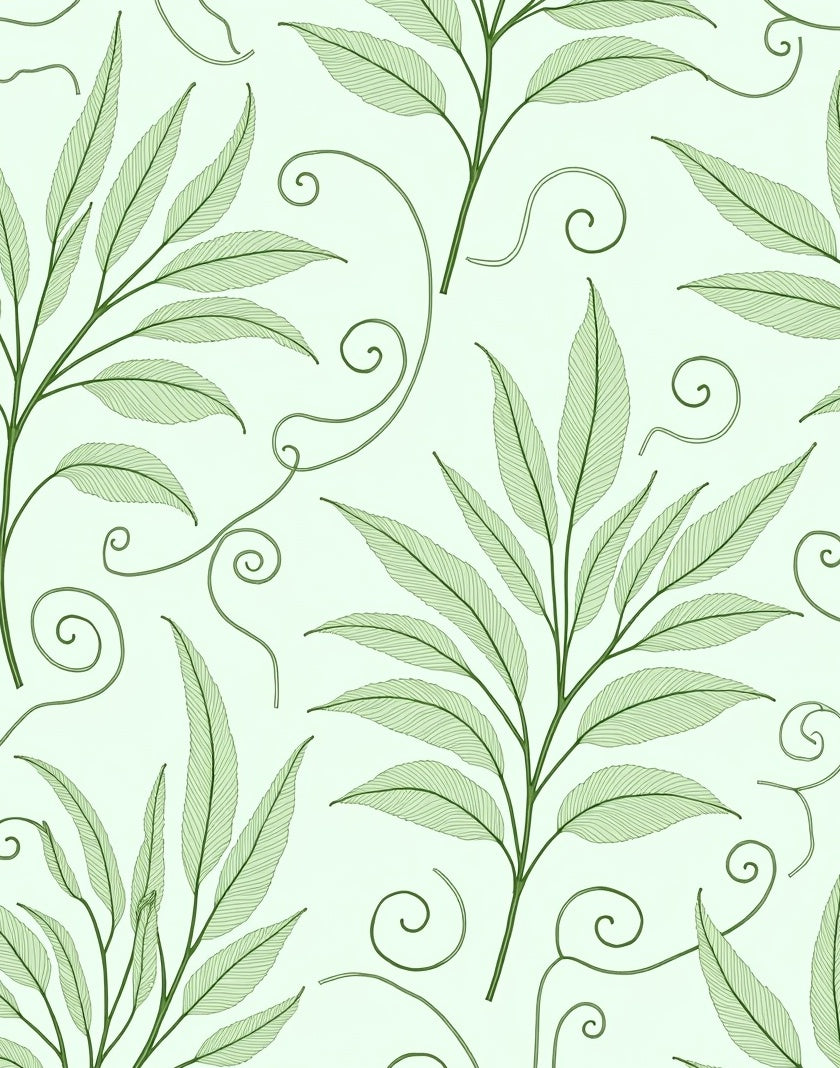 Green Leafy Vine Pattern Rug