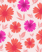 Vibrant Pink Orange Floral Pattern Rug