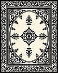 Classic Black Cream Arabesque Frame Rug