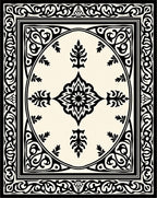 Classic Black Cream Arabesque Frame Rug