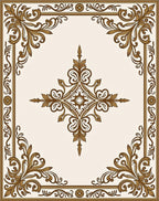 Ornate Gold Filigree Classic Frame Rug
