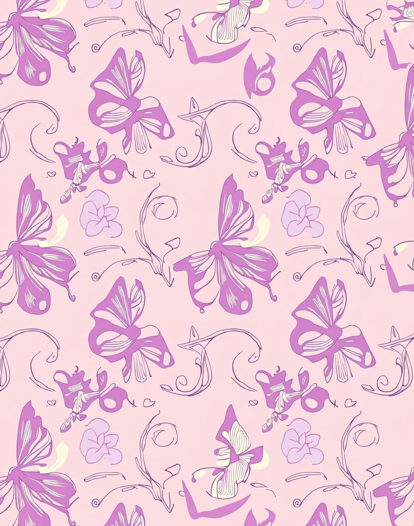 Whimsical Butterfly Floral Pattern Design Rug