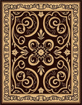 Intricate Floral Scrollwork Brown Rug