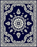 Dark Blue Floral Mandala Design Rug