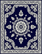 Dark Blue Floral Mandala Design Rug