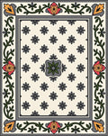 Ornate Floral Border Medallion Design Rug