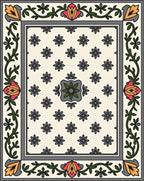 Ornate Floral Border Medallion Design Rug