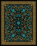 Ornate Teal Gold Floral Mandala Rug