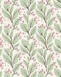 Botanical Leaf and Flower Pattern Rug