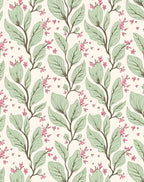 Botanical Leaf and Flower Pattern Rug
