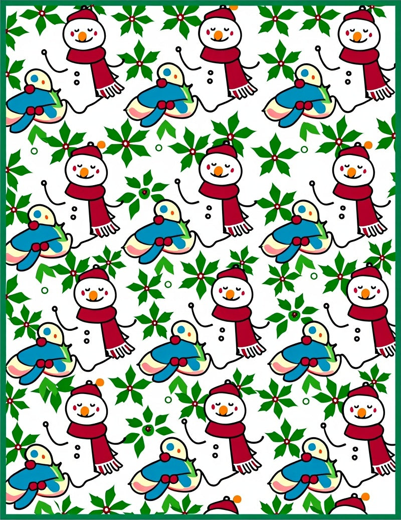 Festive Snowman Holly Garland Rug