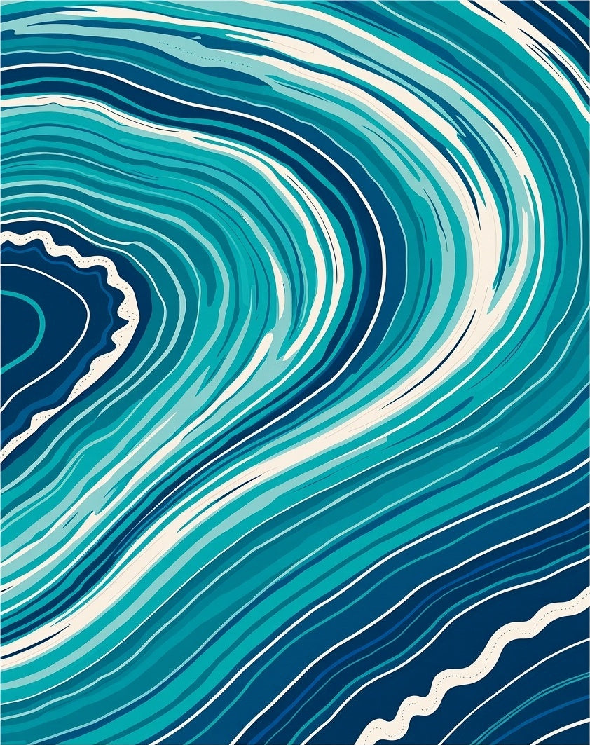 Abstract Swirl Blue Wave Pattern Rug