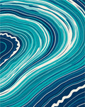 Abstract Swirl Blue Wave Pattern Rug