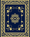 Elaborate Golden Floral Border Design Rug