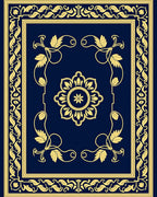 Elaborate Golden Floral Border Design Rug