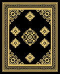 Black Gold Ornate Floral Patterned Rug