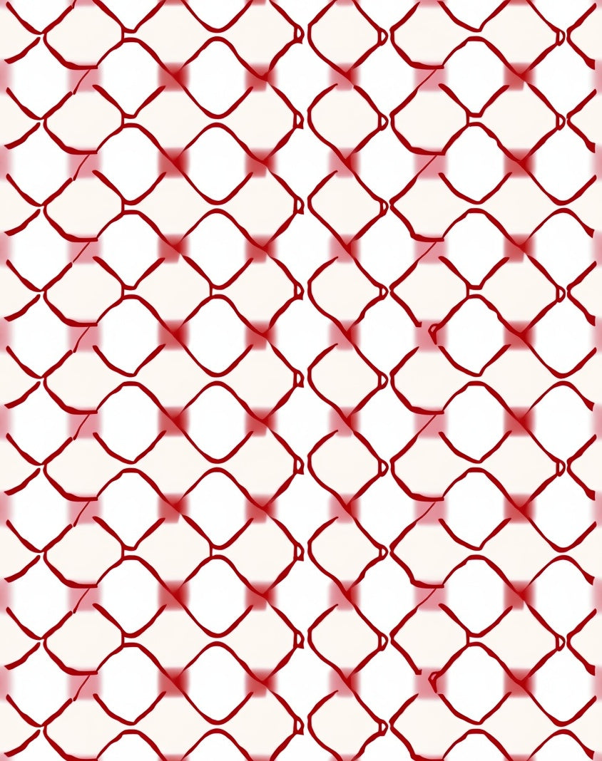 Red Linked Diamond Modern Graphic Rug