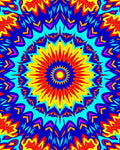 Psychedelic Floral Sunburst Pattern Rug