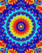 Psychedelic Floral Sunburst Pattern Rug