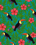 Tropical Toucan Flower Pattern Rug