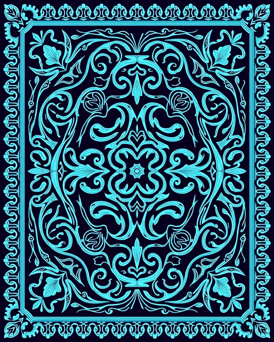 Elegant Floral Swirls With Border Rug