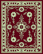 Ornate Floral Border Design Rug