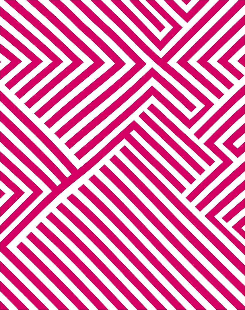 Bold Pink White Geometric Striped Pattern Rug