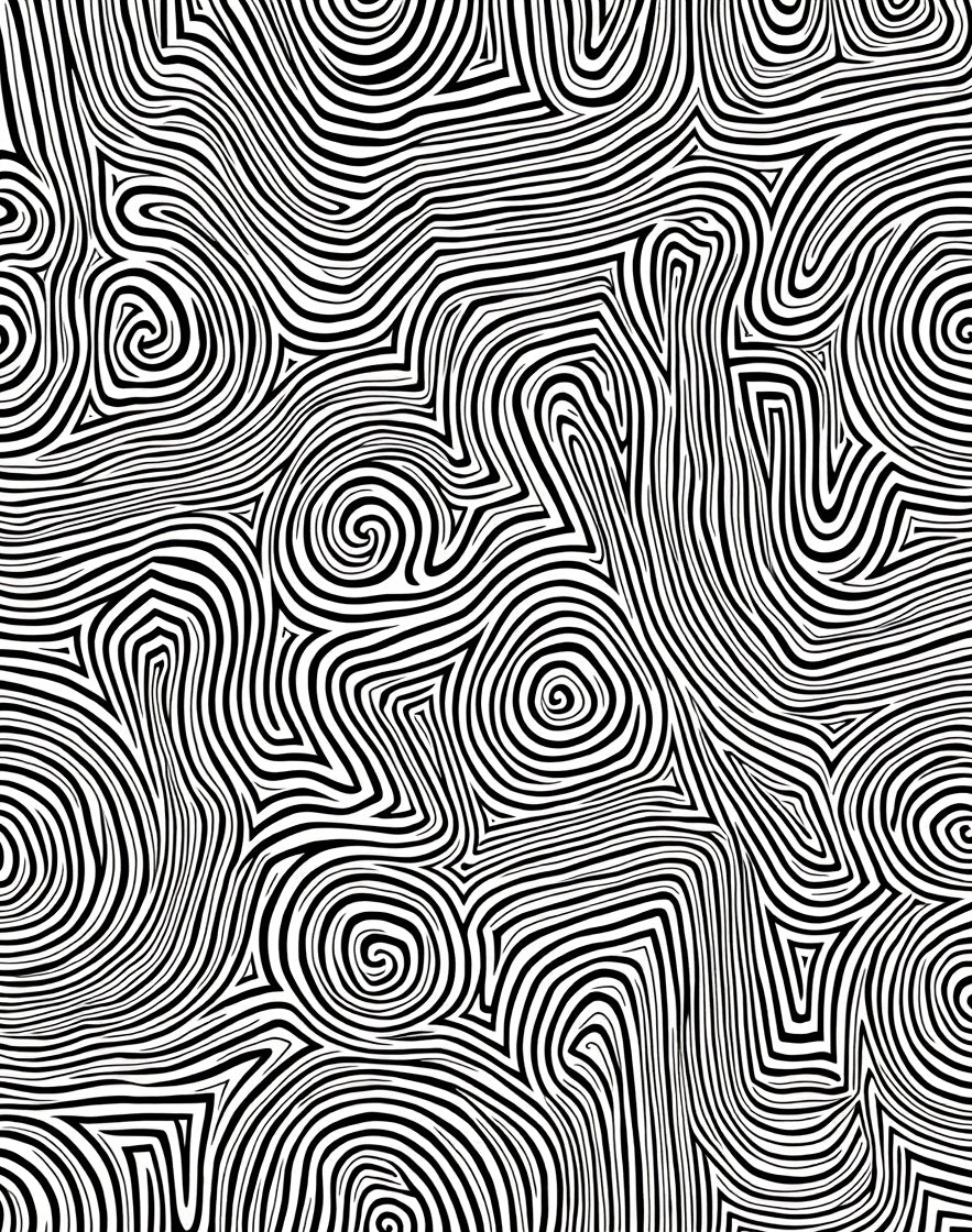 Abstract Black White Swirls Pattern Rug