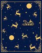 Golden Reindeer Sleigh Night Sky Pattern Rug
