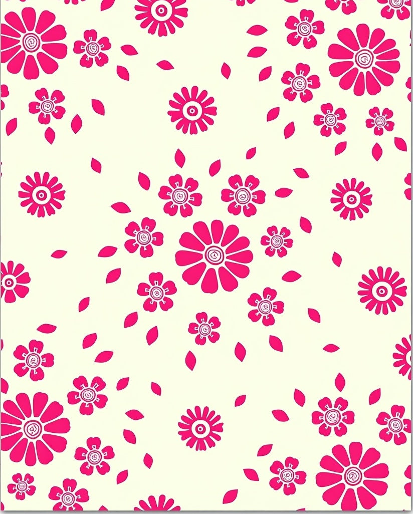 Bright Pink Floral Pattern Rug