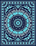 Intricate Teal Mandala Patterned Rug