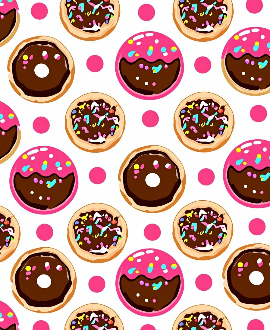 Cute Donut Pattern With Pink Dots Rug