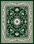 Elegant Green Floral Scrollwork Pattern Rug