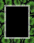 Tropical Leaf Pattern Black Frame Rug