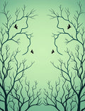 Minimalist Trees Flying Birds Pattern Rug