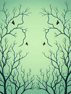 Minimalist Trees Flying Birds Pattern Rug