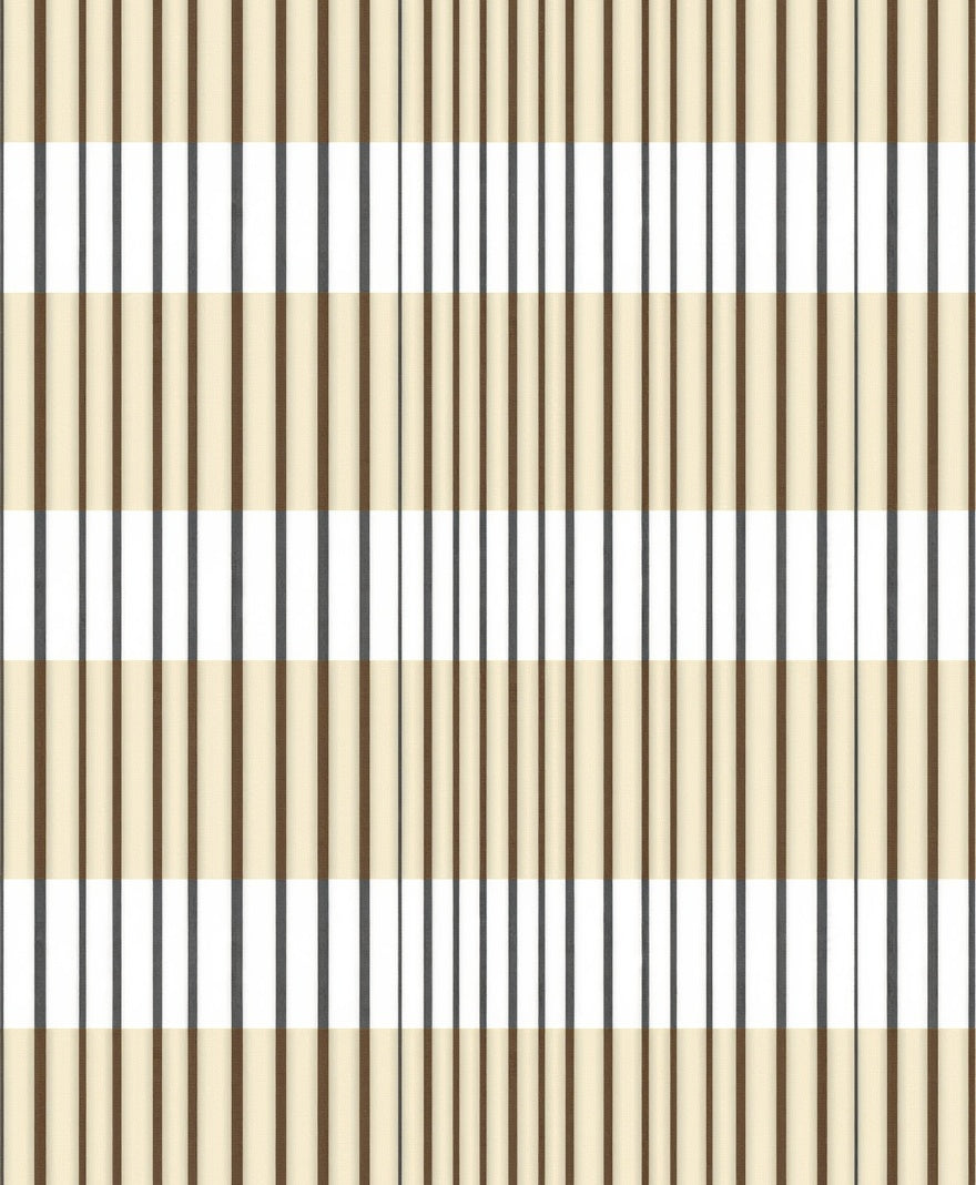 Modern Beige Brown White Striped Design Rug