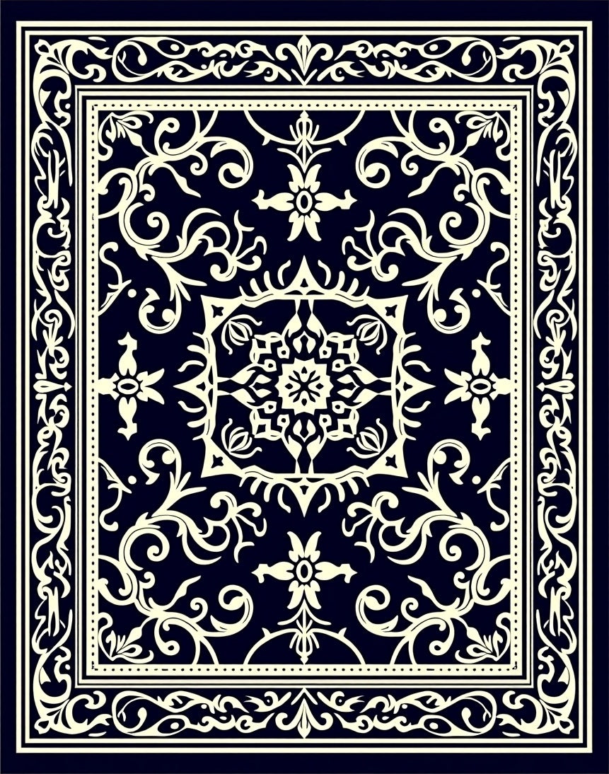 Elegant Cream Floral Detail Rug