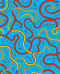 Blue Red Yellow Intertwined Road Layout Rug