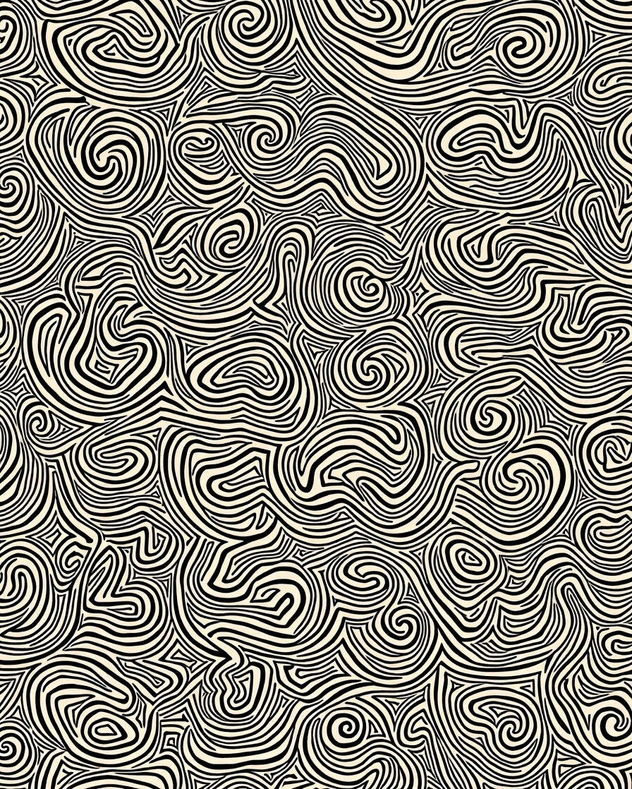 Abstract Curled Line Pattern Design Rug