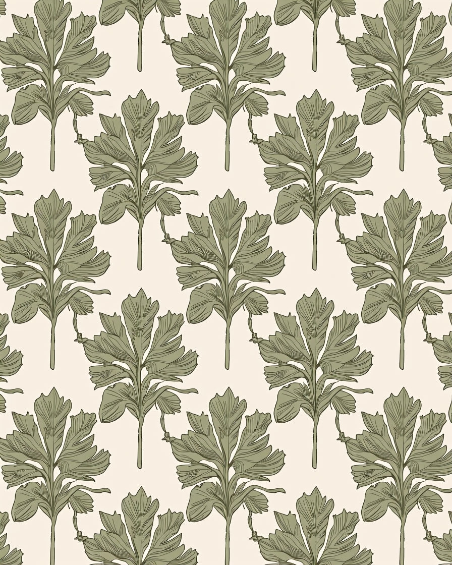 Art Nouveau Leaf Pattern Design Rug