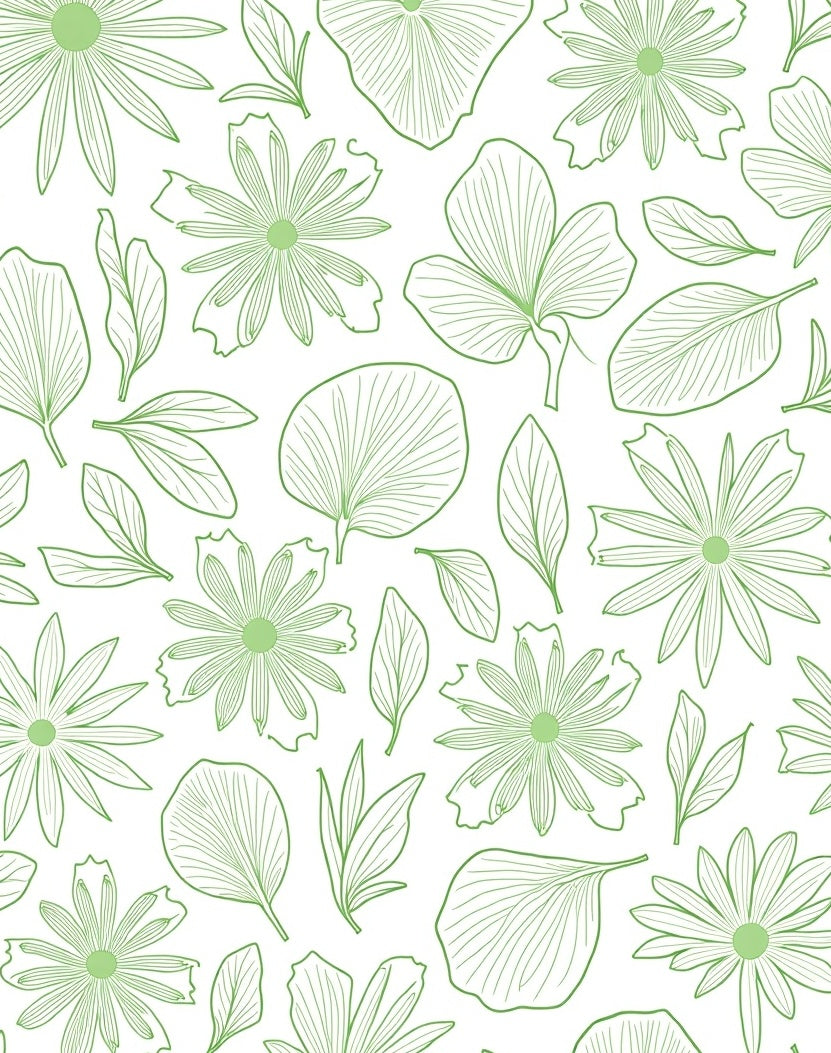 Simple Line Art Floral Pattern Rug