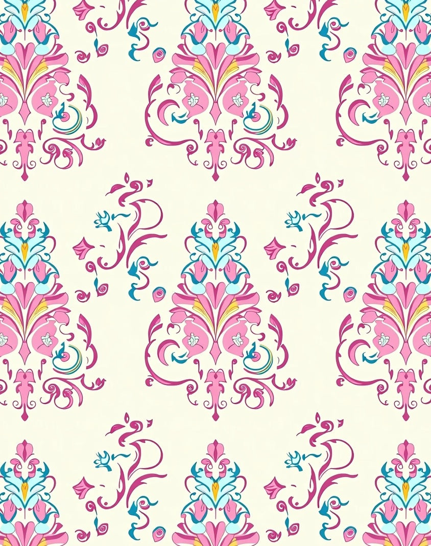 Elegant Floral Damask Pattern Rug