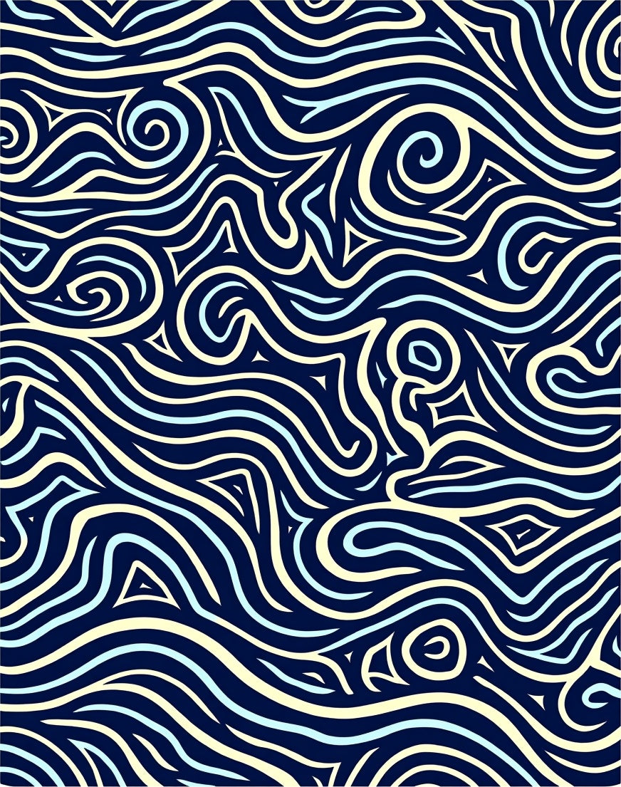 Abstract Swirls Wavy Lines Pattern Rug