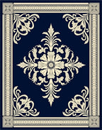 Elegant Cream Floral Damask Outline Rug