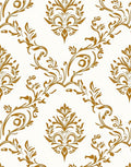 Elegant Gold Swirl Floral Damask Rug